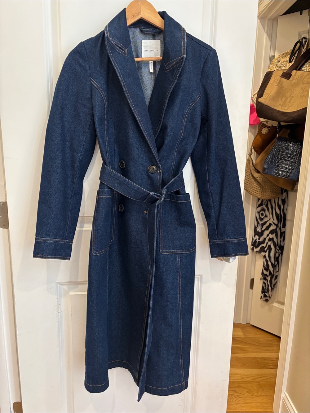 Avec Les Filles Dark Blue Denim Trench Coat